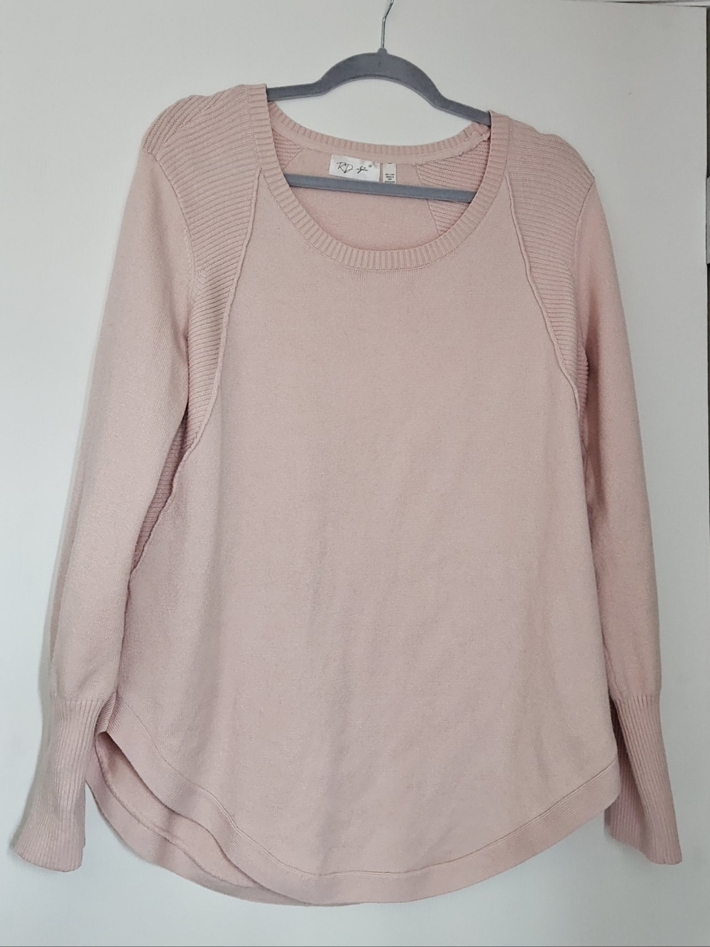 RD Style Ballet Pink Scoop Neck Pullover Sweater, XL, 14-16